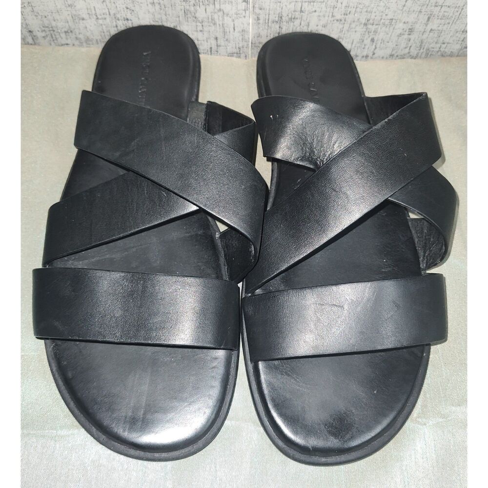 Vince Camuto Black Leather Slip On Sandals Sz 11M